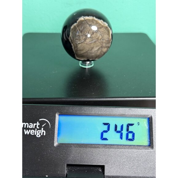 Natural Volcano Agate Sphere UVs Healing Crystal Stone w/Stand 246g 57.2mm - Picture 12 of 12